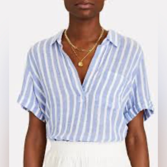 Rails Savannah Juneau Stripe Linen Blend  Blouse Sz Med - Picture 9 of 9